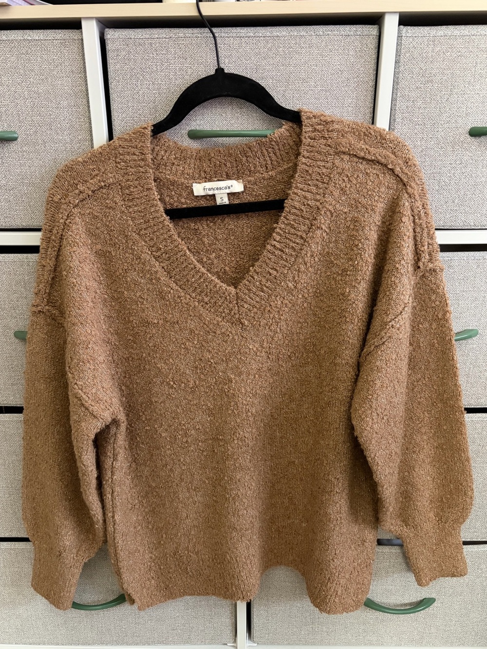 Francesca’s Carmel/Brown V-Neck Sweater